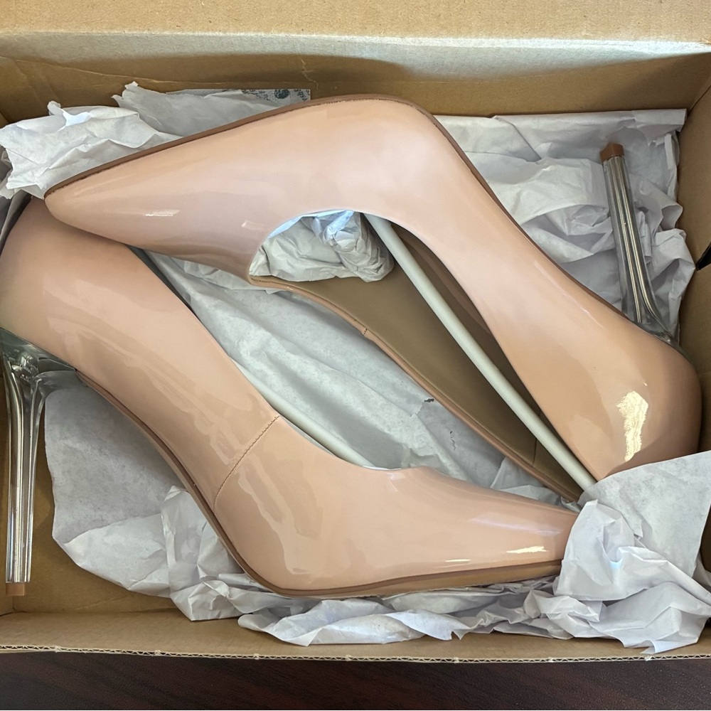 Mix No. 6 Blush Patent Heels with clear Stiletto - Picture 2 of 3